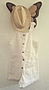 Zara Kids Short Overall Buttoned Four Pockets White With Straps 13-14 Years old - Picture 1 of 12