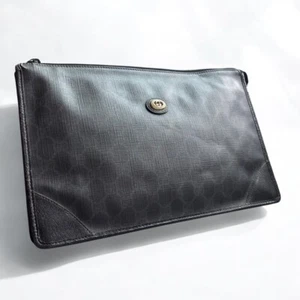 GUCCI Clutch Bag Second Bag Pouch PVC Leather Black Authentic - Picture 1 of 12