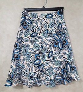 East 5th Petite Skirt Womens 6 Petite Floral Desert Pattern Blues Browns Greens - Picture 1 of 9