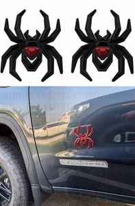 2Pcs Black Red Spider Emblem Badge 3D Sticker for Truck, SUV Black Widow Edition - Picture 1 of 5