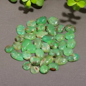 Lotto 37 pz 219 ct cabochon pietre preziose crisoprasio naturale 10x19-10x10 mm #12326 - Foto 1 di 9