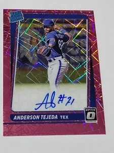 2021 Donruss Optic Pink Velocity Prizm Auto Rating Rookie Anderson Tejeda #07/75 - Bild 1 von 2