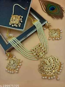 Kundan Joyería Collar Pendientes Tradicional Étnico Boda Regalo Mujer San Valentín - Imagen 1 de 14