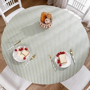 Round Vinyl Fitted Tablecloth with Flannel Backing Elastic Edge Design - Picture 1 of 6