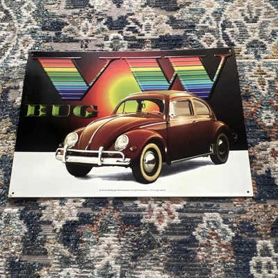 VW Beetle Bug Distressed Decorative Embossed Metal Tin Sign Hauge Holand 17 x 12 - Image 1 of 2
