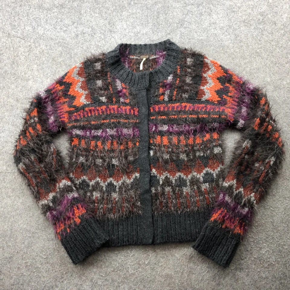 Suéter feminino Free People pequeno boho difuso ilha justa cardigã pulôver aconchegante - Imagem 1 de 4