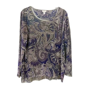 Chico's Tunic soft velvet with sequins long sleeve sz 1 is sz 8 - Foto 1 di 7