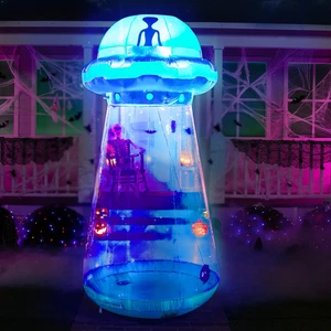 9FT Halloween Inflatable UFO Blow Up Yard Decor LEDs Trick or Treat - Picture 1 of 7