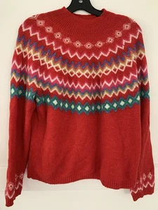 Croft & Barrow Sweater Petite XL Fair Isle Knit Colorful - Picture 1 of 5