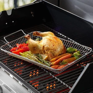 Mr. Bar-B-Q Barbecue Roaster Wire Mesh Grilling / Roasting Pan with Handles -NEW - Picture 1 of 4