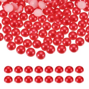 1000Pcs Half Pearl, 8mm Plastic Half Flatback Imitation Pearls Cabochon(Red) - Picture 1 of 6