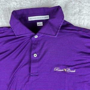 Polo de golf Holderness Bourne grande a rayas rojas púrpuras logotipo de Beech Creek para hombre - Imagen 1 de 18