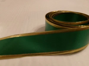 Member's Mark  Wired Ribbon 1.5" Wide-3 Yards-Green/Gold-((J) - Picture 1 of 2