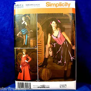 Simplicity 2851 Western Salloon Cancan Gal Schnittmuster 6-12 Vintage ungeschnitten - Bild 1 von 1