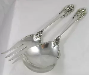 Wallace Argento Sterling Grande Barocco Grande Insalata Bacche Servizio Set Forchetta e Cucchiaio - Foto 1 di 4