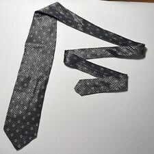 Giorgio Armani Men Silver Striped 100% Silk Necktie Handmade In Italy