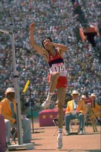 Olympics 1984 Zhu Jian Hua Of China In Action During The High Jump Old Photo