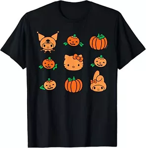 Hello Kitty My Melody Kuromi Pumpkins Halloween Hoodie or T-Shirt - Picture 1 of 4