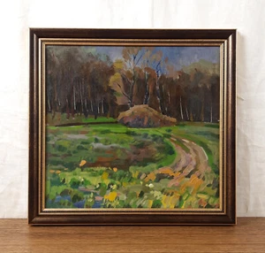 Fieno, paesaggio forestale, dipinto ad olio originale, artista ucraino - Foto 1 di 12