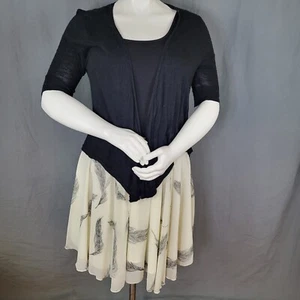 For Cynthia Creme Colored Lined Feather Print Half Zip Short Skirt Size L - Picture 1 of 9
