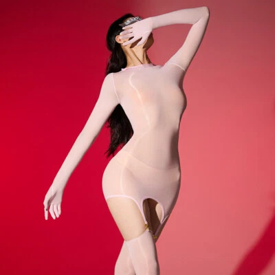 Macacão feminino sexy 5D óleo brilhante corpo inteiro meia liga lingerie - Imagem 1 de 4