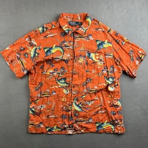 Vintage Polo Ralph Lauren Camp Shirt Mens XXL Marlin Fish Hawaiian Button Down - Picture 1 of 11