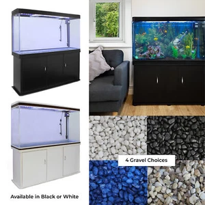 Fish Tank Aquarium Cabinet 300L 65 Gal 4ft White Tropical Marine Freshwater LED - Picture 1 of 66