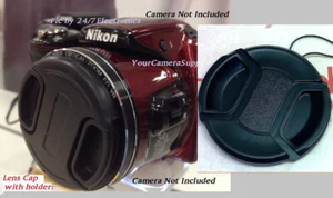 SNAP-ON FRONT LENS CAP DIRECTLY to NIKON COOLPIX L830 L 830 CAMERA+HOLDER - Picture 1 of 8