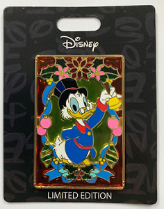 Disney 2023 Scrooge McDuck Holiday Stained Glass 3" Pin LE 300