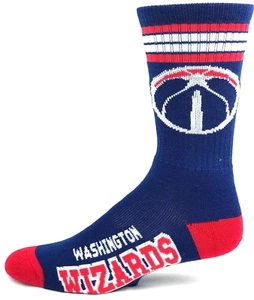 Washington Wizards Deuce Navy 4 Stripe Crew Socks - Picture 1 of 3