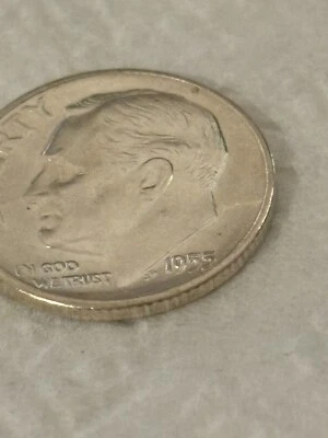 1955 s roosevelt dime bu great coin, free shipping - Image 1 of 3