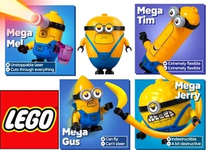 Lego 75580 75583 75581 5x Mega Minion Dave Gus Jerry Mel Tim Minifigurki - Nowe - Zdjęcie 1 z 6