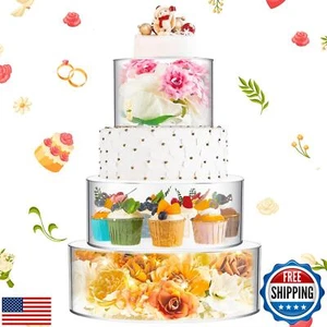 Sintuff 3 Pcs Acrylic Cake Stand with LED Lights 10'', 12'', 14'' Clear Filla - Picture 1 of 5