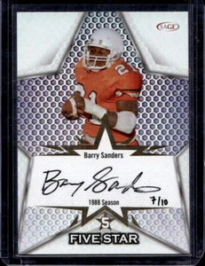 Barry Sanders auf Karte/10 LESEN Auto 2024 Sage Fünf Sterne Detroit Lions Autogramm - Bild 1 von 2
