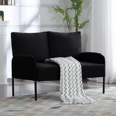 Sofá de 45,7" Loveseat pequeño espacio patas de metal cubierta lavable extraíble 2 plazas Foto 1 de 4