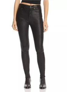 RAG & BONE Black Leather Skinny Cropped Ankle Pants Leggings 27 - Picture 1 of 4