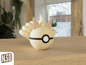 #038 Vulnona Pokeball im Maßstab 1:1, 3D Druck, Pokemon, Gaming, Ninetails - Picture 1 of 1