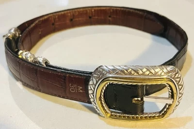 Brown Real Belly Alligator Crocodile Belt Skin Leather Men's M30 Reversible swiv - Image 1 of 4