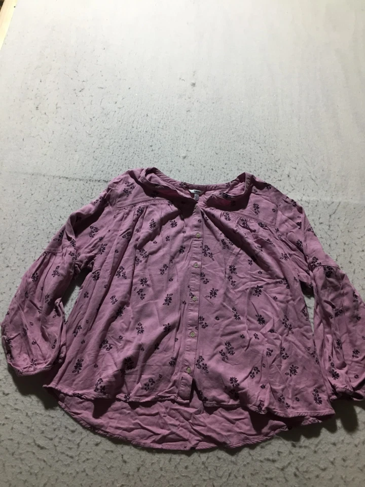 Sonoma 衬衫大码 2X 粉红色花卉长袖纽扣长袖蕾丝 — 第 1/4 张图片