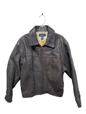 Chaqueta De Colección J Crew Cuero Cremallera Talla Mediana Usada Pesada Foto 1 de 2