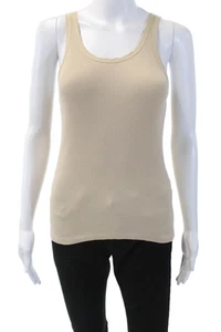 Sandro Womens Scoop Neck Ribbed Knit Tank Top Brown Cotton Size 1 - Picture 1 of 5