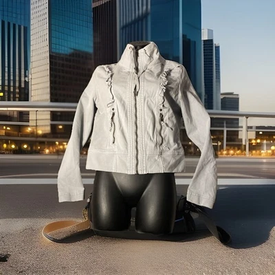 Chaqueta de moto Anthropologie para mujer de Marrakech gris talla mediana suave cremallera Foto 1 de 4