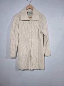 Aran Crafts Pullover Strickjacke 100% Merinowolle Irish Ivory Fischer S Zopfmuster - Bild 1 von 20