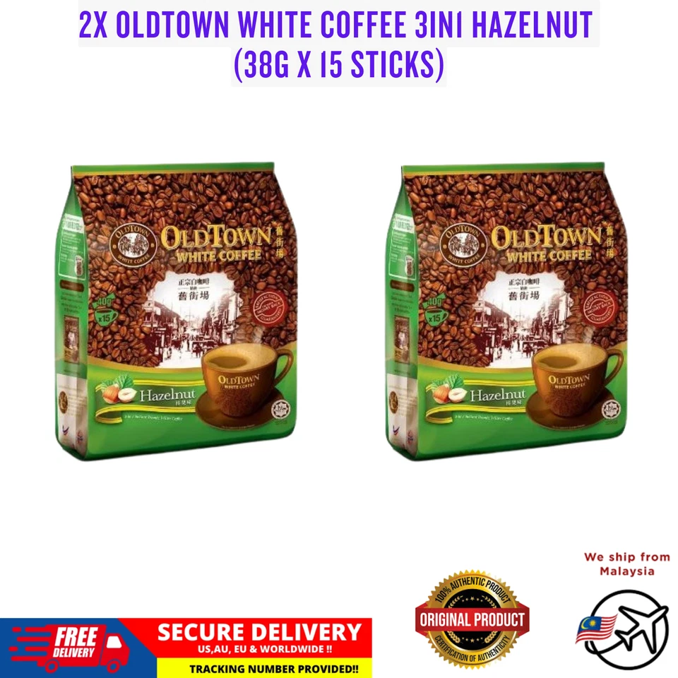 2 paquetes Old Town 3 en 1 café blanco avellana instantánea 15 barras x 38 g Foto 1 de 2