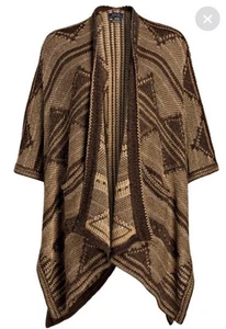 RALPH LAUREN Cardigan Poncho Strickjacke Mantel XS S braun Seide 499 € Jacke - Bild 1 von 8