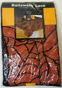 Halloween Lace Tablecloth and Liner Set -60in x 84 in Oblong Orange/Black - Picture 1 of 3