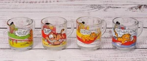 Vintage McDonald's 1978 Set of 4 Garfield Odie & Nermal Glass Coffee Mugs LNC TD - Picture 1 of 6