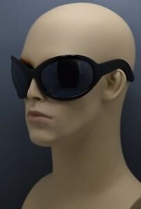 Big Black Bugeye Gothic Industrial Bug Eye Wrap Rockstar Bono Style Sunglasses