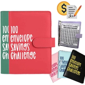 100 Envelope Challenge Binder Savings Challenges Book with Envelopes XMAS Gift - Picture 1 of 30