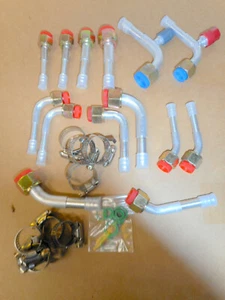 A/C Universal Kit Fittings #6 #8 #10 Strait 45 & 90 degree W/Port & Clamp 24pc - Picture 1 of 1